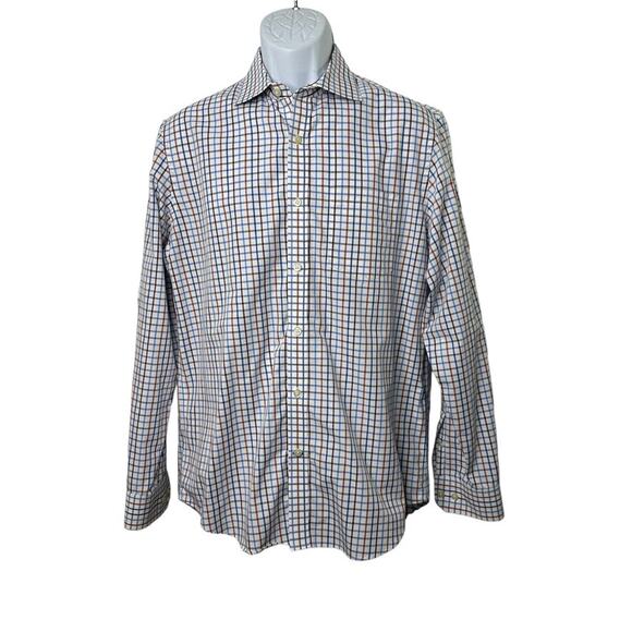 Banana Republic Non-Iron Classic Fit White Blue Red Check Button Up Shirt Medium - Picture 1 of 9
